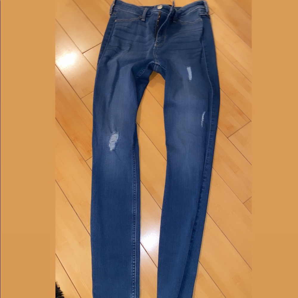 Medium wash high waisted skinny jeans